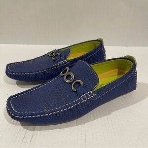 Men’s Coronado Blue Faux Leather Slip On Loafers Size 8 US!